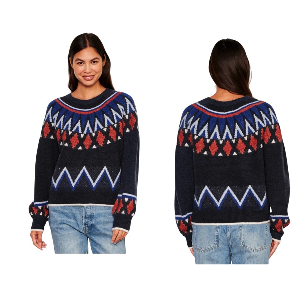 WOMEN'S FAIRISLE CREW NECK SWEATER IN DEEP NAVY size Small